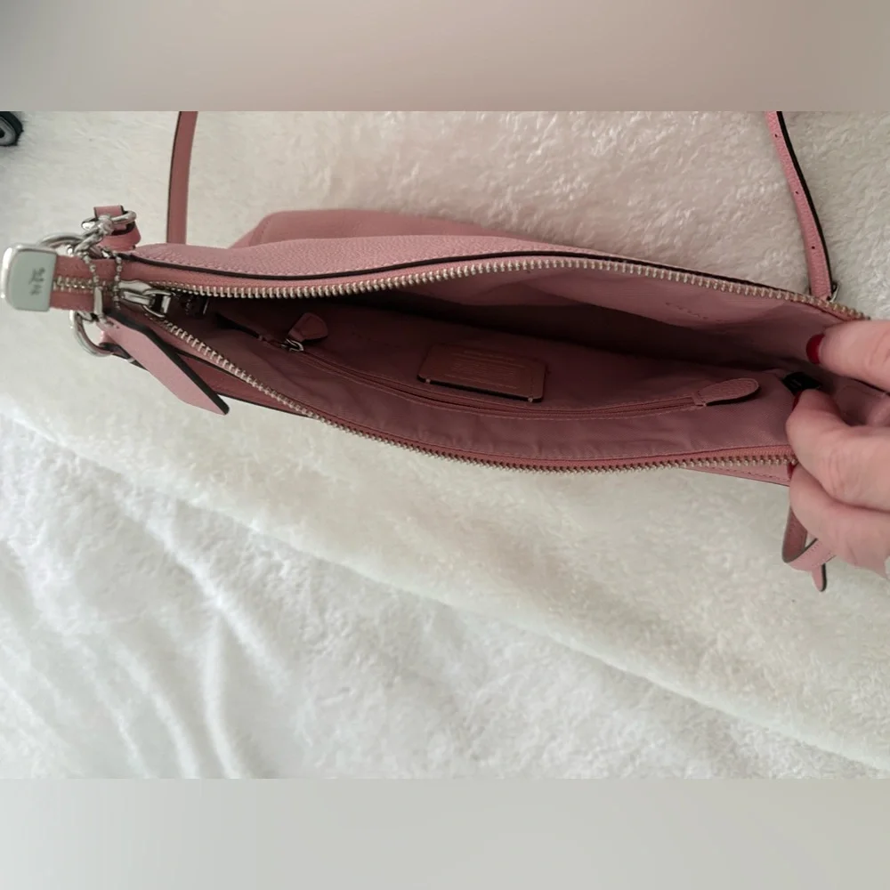 Coach Pink Pebble Leather Hobo Shoulder Bag